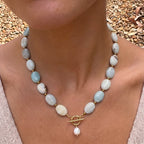 Amazonite Pebble Pearl Necklace