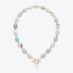 Amazonite Pebble Pearl Necklace