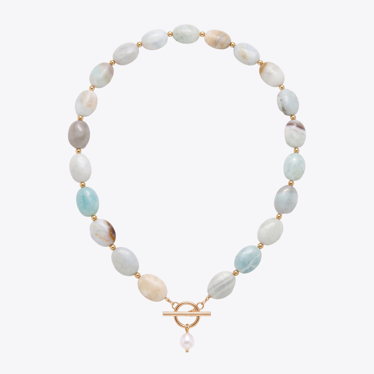 Amazonite Pebble Pearl Necklace