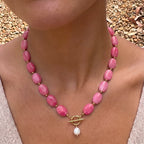 Pink Pebble Pearl Necklace