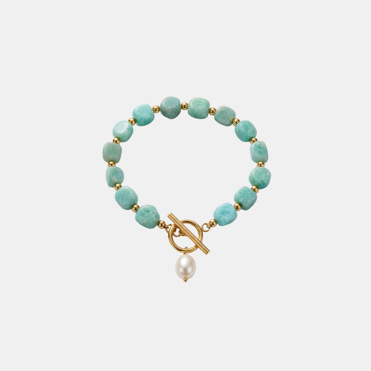 Amazonite Stone Pearl Bracelet