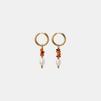 Amber Bead Pearl Hoops