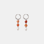 Banded Carnelian Pearl Earrings