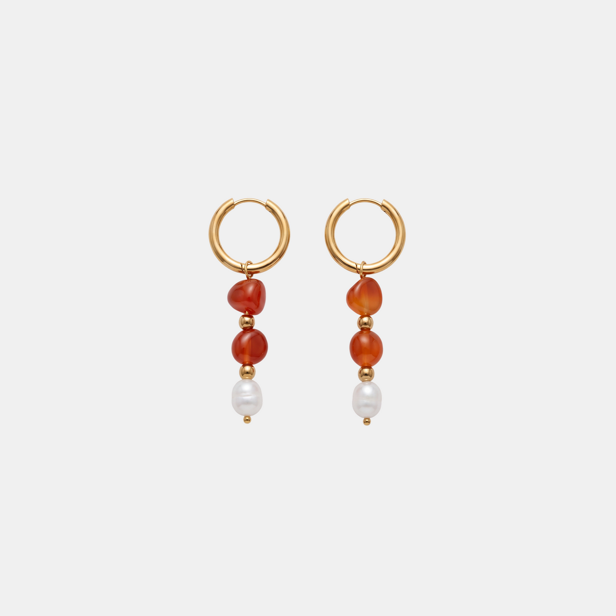 Banded Carnelian Pearl Earrings