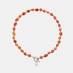 Banded Carnelian Pearl Necklace