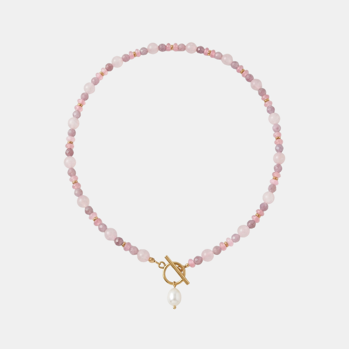Pink Blossom Stone Pearl Necklace