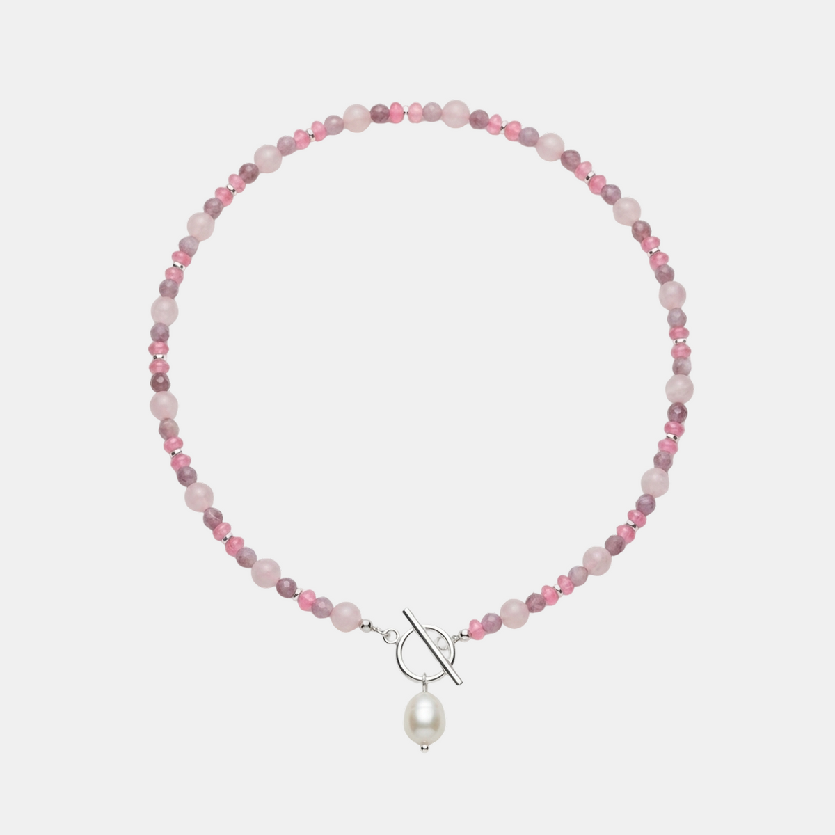 Pink Blossom Stone Pearl Necklace