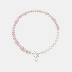 Pink Quartz Stone Pearl Necklace