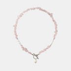 Pink Cloud Stone Pearl Necklace