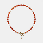 Sunset Carnelian Pearl Necklace