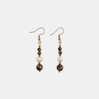 Tiger Eye Pearl Drop Earrings