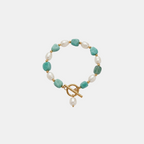 Turquoise Mint Bead Pearl Bracelet