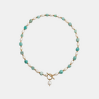 Turquoise Mint Bead Pearl Necklace