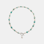 Turquoise Mint Bead Pearl Necklace