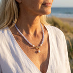 Lavender Bead Pearl Necklace