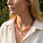 Sunset Carnelian Pearl Necklace