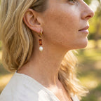 Amber Bead Pearl Hoops