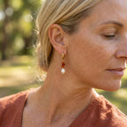 Amber Bead Pearl Hoops