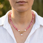 Pink Mix Bead Pearl Necklace