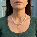 Pink Quartz Stone Pearl Necklace