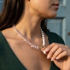 Pink Quartz Stone Pearl Necklace