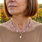 Pink Blossom Stone Pearl Necklace