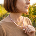 Pink Blossom Stone Pearl Necklace