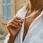 Pink Cloud Stone Pearl Necklace