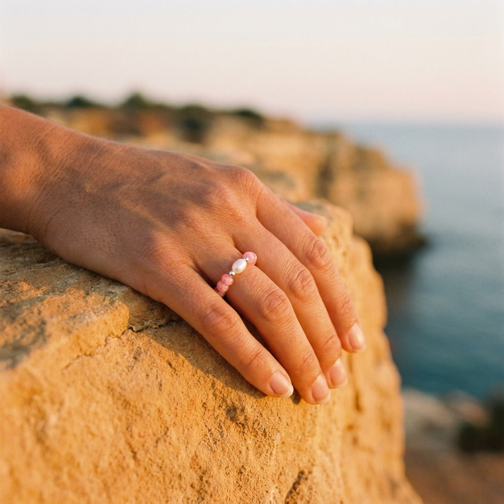 Pink Mix Bead Pearl Ring