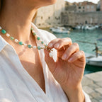 Turquoise Mint Bead Pearl Necklace