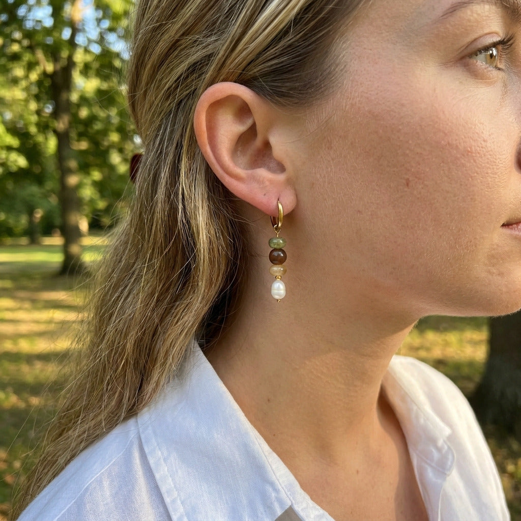 Woodland Bead Pearl Earring