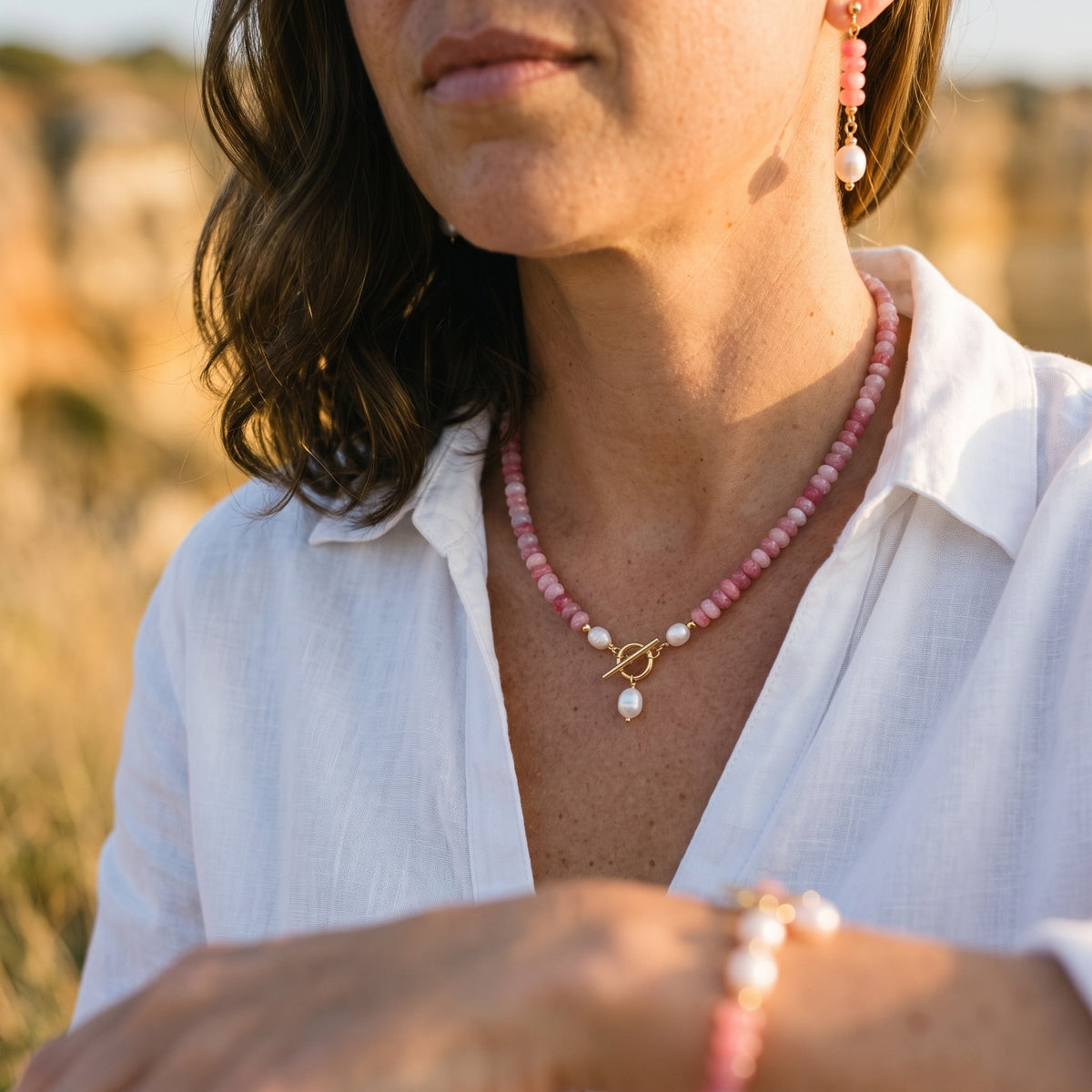 Pink Mix Bead Pearl Set
