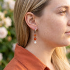 Banded Carnelian Pearl Earrings