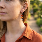 Banded Carnelian Pearl Earrings