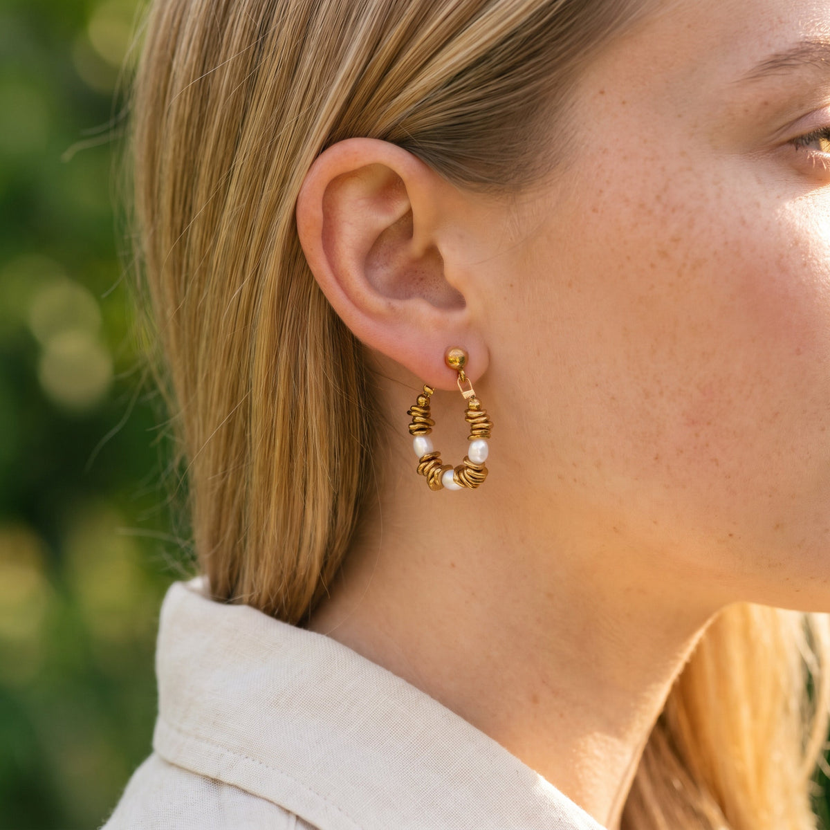 Nugget Pearl Hoops